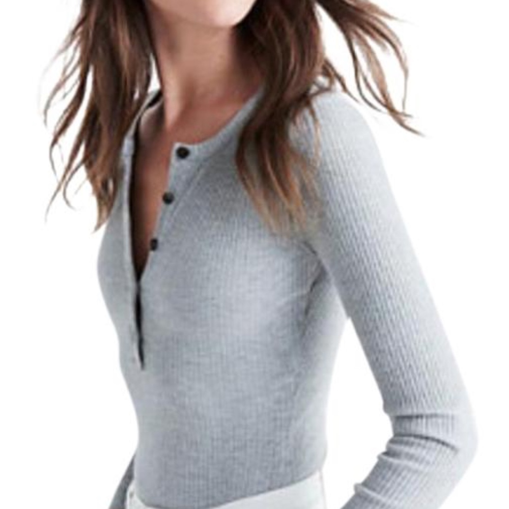Madewell Demo Henley Bodysuit Grey, L